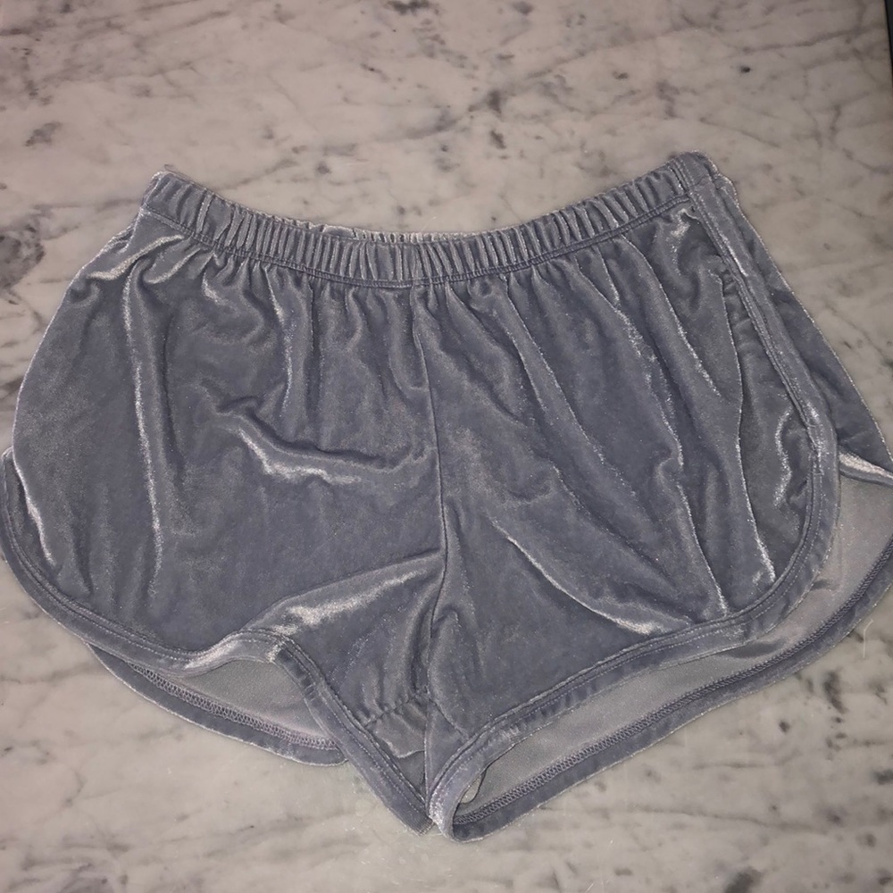 blue velvet shorts